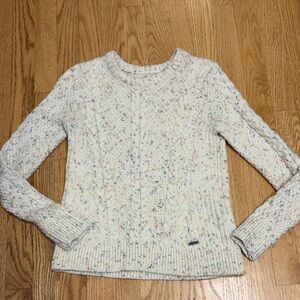 Hollister cable knit crewneck wool sweater cream multicolor size XS